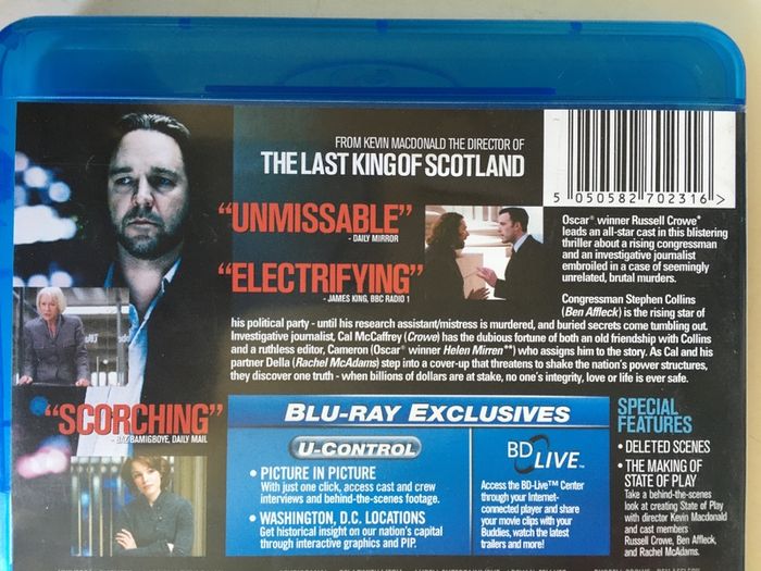 State Of Play [2009] Russell Crowe & Ben Affleck [Blu-ray Movie]