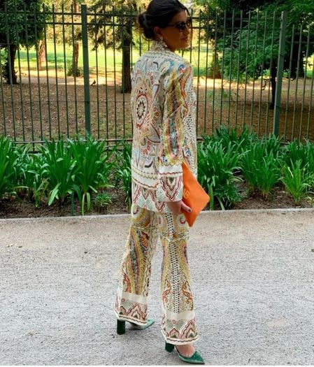 Gorgeous Zara Bloggers Viral Insta Famous Boho Ethnic Print Linen Blend Suit, Blazer and Trousers