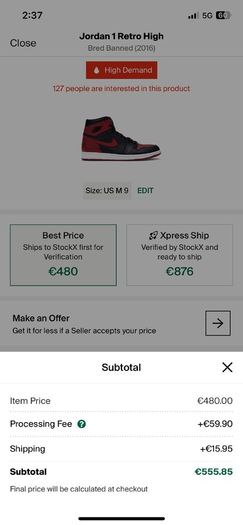 2016 Nike Air Jordan 1 Retro Hi Bred Banned UK8