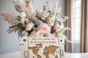 Wooden Wedding Card in the shape of a travel suitcase, Inner envelope for monetary wedding gifts