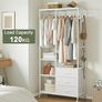 Wardrobe with 3 Drawers White  easy assembly Wood Top Steel Frame Ultimate Storage sturdy Multifunctional System Image 4