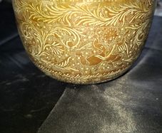 Antique Brass Planter Pot with Detailed Floral Engravings, Postage Available