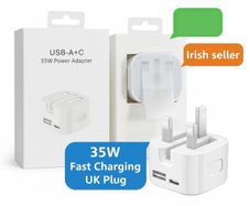 Original USB C Charger Plug UK PD 35W QC3.0 Power Block | Fast Wall Charger Dual