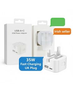 Original USB C Charger Plug UK PD 35W QC3.0 Power Block | Fast Wall Charger Dual
