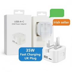 Original USB C Charger Plug UK PD 35W QC3.0 Power Block | Fast Wall Charger Dual