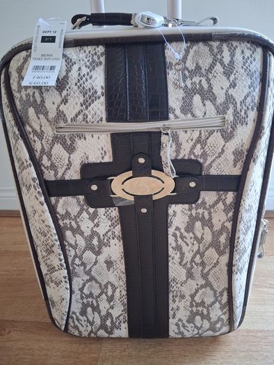 Brown 3 Piece Snake Skin Luggage Set