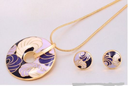 Enamel Pendant & Earrings Set