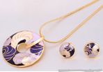 Enamel Pendant & Earrings Set