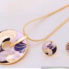 Enamel Pendant & Earrings Set