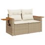 6 Piece Garden Sofa Set with Cushions Beige Poly Rattan Image 3