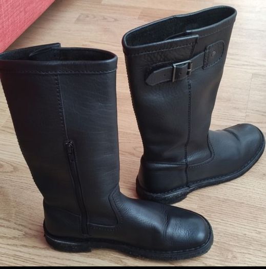 Clarks Originals Black Pebbled Leather Tall Knee High Boots  UK 6 / EU 39