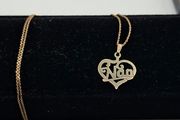 Vintage 9ct yellow gold Nan heart shape pendant necklace