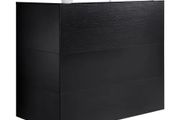 Reception Desk, 55.12 x 31.50 x 47.24 in L-Shaped Front Counter Table, Office Reception Counter with Drawer Keyboard Tray and Storage Cabinet