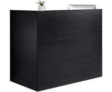 Reception Desk, 55.12 x 31.50 x 47.24 in L-Shaped Front Counter Table, Office Reception Counter with Drawer Keyboard Tray and Storage Cabinet