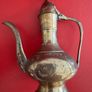Two 2 Brass Lidded Teapots or Genie Oil Lamp Pitcher Etched Ornate Z Y India Image 2