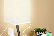 Bedside Table Lamp, Touch Control Nightstand Bedroom Lamp with USB C &amp; USB A Charging Ports, 2 Way Outlets, Minimalist White Fabric LED Desk Night Light for Living Room Office (FREE POSTAGE)
