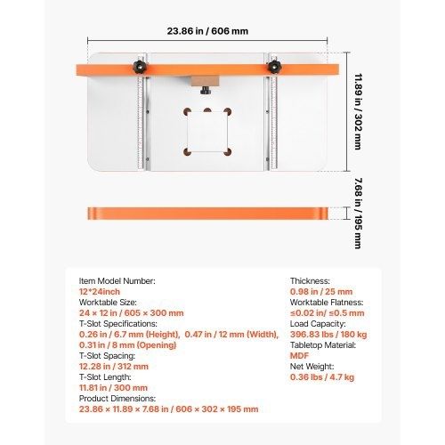 Drill Press Table, 605 x 300 mm, Worktable with an Adjustable Fence and Stop Block, Highly Compatible T-Slots, MDF Tabletop, Built-In Scale, Support Multiple Clamps and Vises, for Drill Presses
