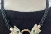 Vintage Panther Head Statement Necklace