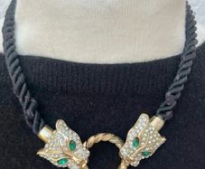Vintage Panther Head Statement Necklace