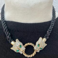 Vintage Panther Head Statement Necklace