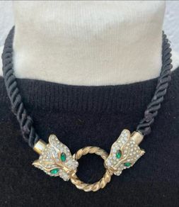 Vintage Panther Head Statement Necklace