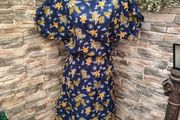 Handmade Navy Floral Summer Dress Medium Postage included