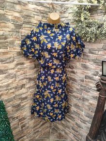 Handmade Navy Floral Summer Dress Medium Postage included