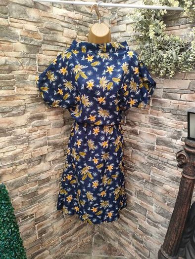 Handmade Navy Floral Summer Dress Medium Postage included