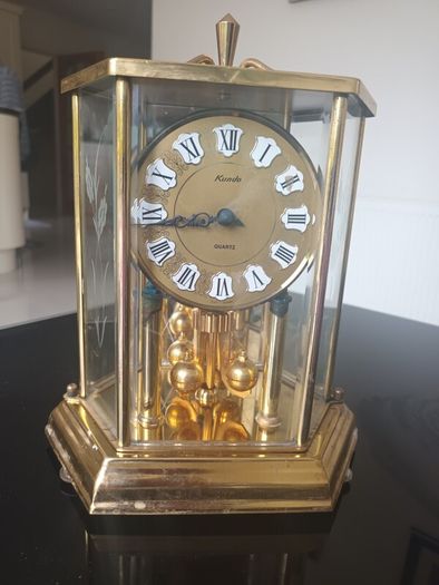 Vintage 70's Kundo Kieninger & Obergfell Brass/Glass Clock.
