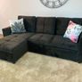 Black Corner Sofa Bed with Storage & Pull-Out Base Image 5