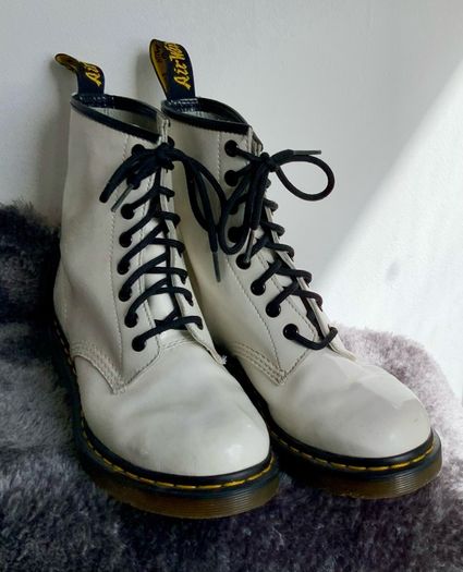 Dr Martens / Docs White Patent Leather Boots 1460