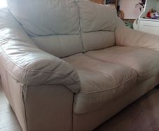 2 cream leather 2 seater sofa s