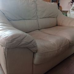 2 cream leather 2 seater sofa s