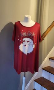 Yours red 'I believe' Xmas top, Size 20