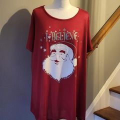 Yours red 'I believe' Xmas top, Size 20
