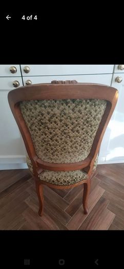 Beautiful French antique louis xv dining chairs 4. green material