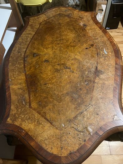 antique walnut and rosewood inlay table