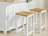 Set of 2 Wooden Kitchen Stools with Footrest