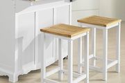 Set of 2 Wooden Kitchen Stools with Footrest