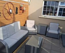 Garden furniture and working water fountain