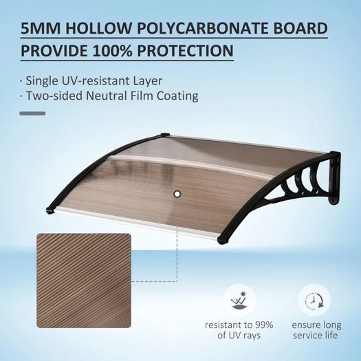 NEW SALE | Curved Window Door Canopy Aluminium Rigid Plastic Polycarbonate Fixed Outdoor Awning Modern Design UV Water Rain Resist