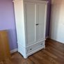 White double door high wardrobe with bottom drawer and shelf Image 3