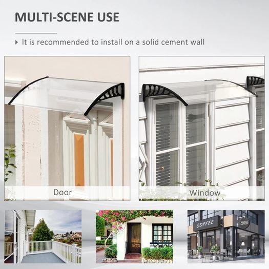 0.9 x 1.2 m Window Awning Door Canopy Modern Polycarbonate Cover Outdoor Rain Snow Sunlight Protection Hollow Sheet