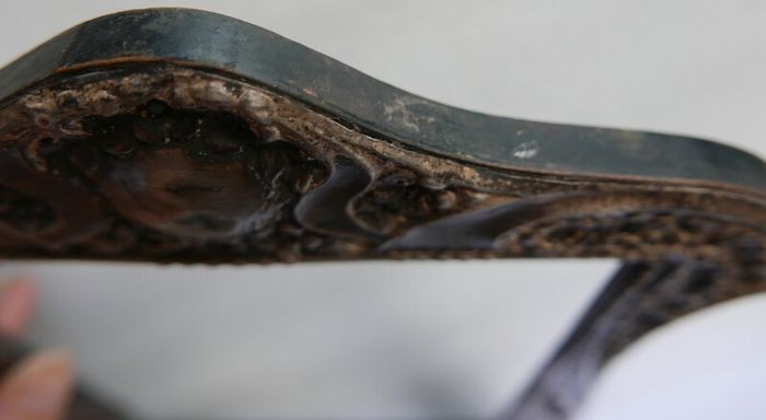 Antique Edwardian Wooden & Sterling Silver Photo Frame Art Nouveau  1800s