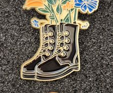 Doc Martin boots , pin back badge.
