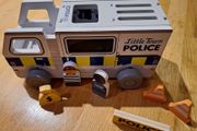 Little Town 2 in 1 Wooden Police Vehicle and Police Station