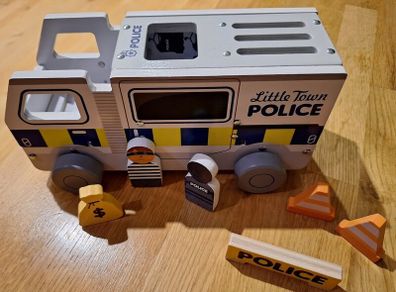 Little Town 2 in 1 Wooden Police Vehicle and Police Station