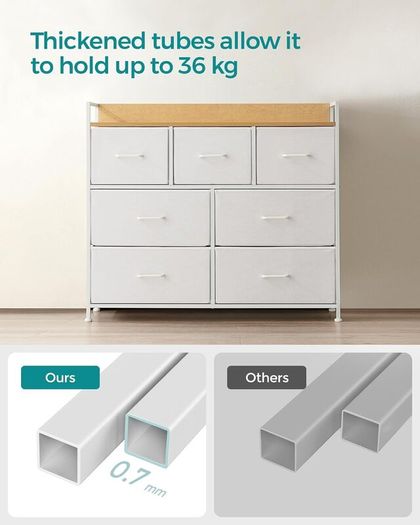 Industrial design with 7 drawers (Cloud white Oak beige) FREE P&P
