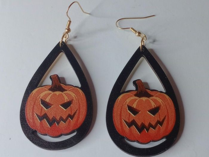 Halloween Scary Pumpkin Waterdrop Earrings