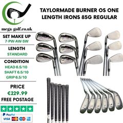 Taylormade Burner OS One Length Irons / 7-Pw-Aw-Sw / 85G Regular